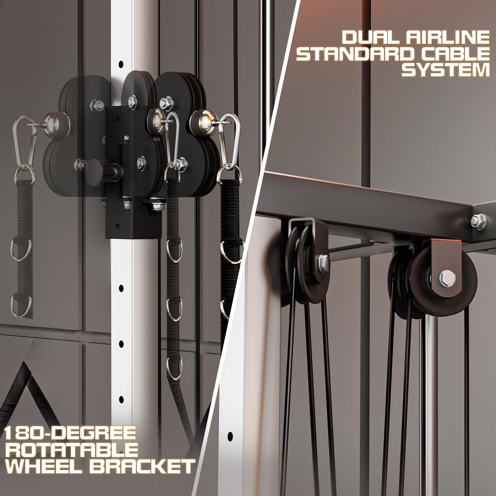 Wall Mount Cable Machine, Adjustable Dual Pulley Cable Crossover Machine Workout