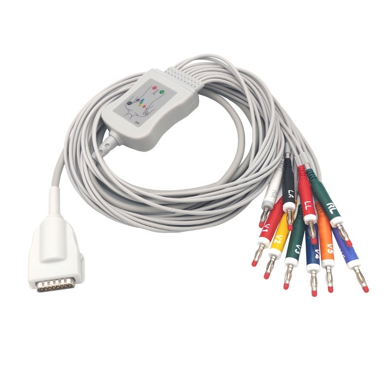 DB15 Direct-Connect EKG Leadwire Cable 10-Lead,Banana,Compatible Mortara Burdick
