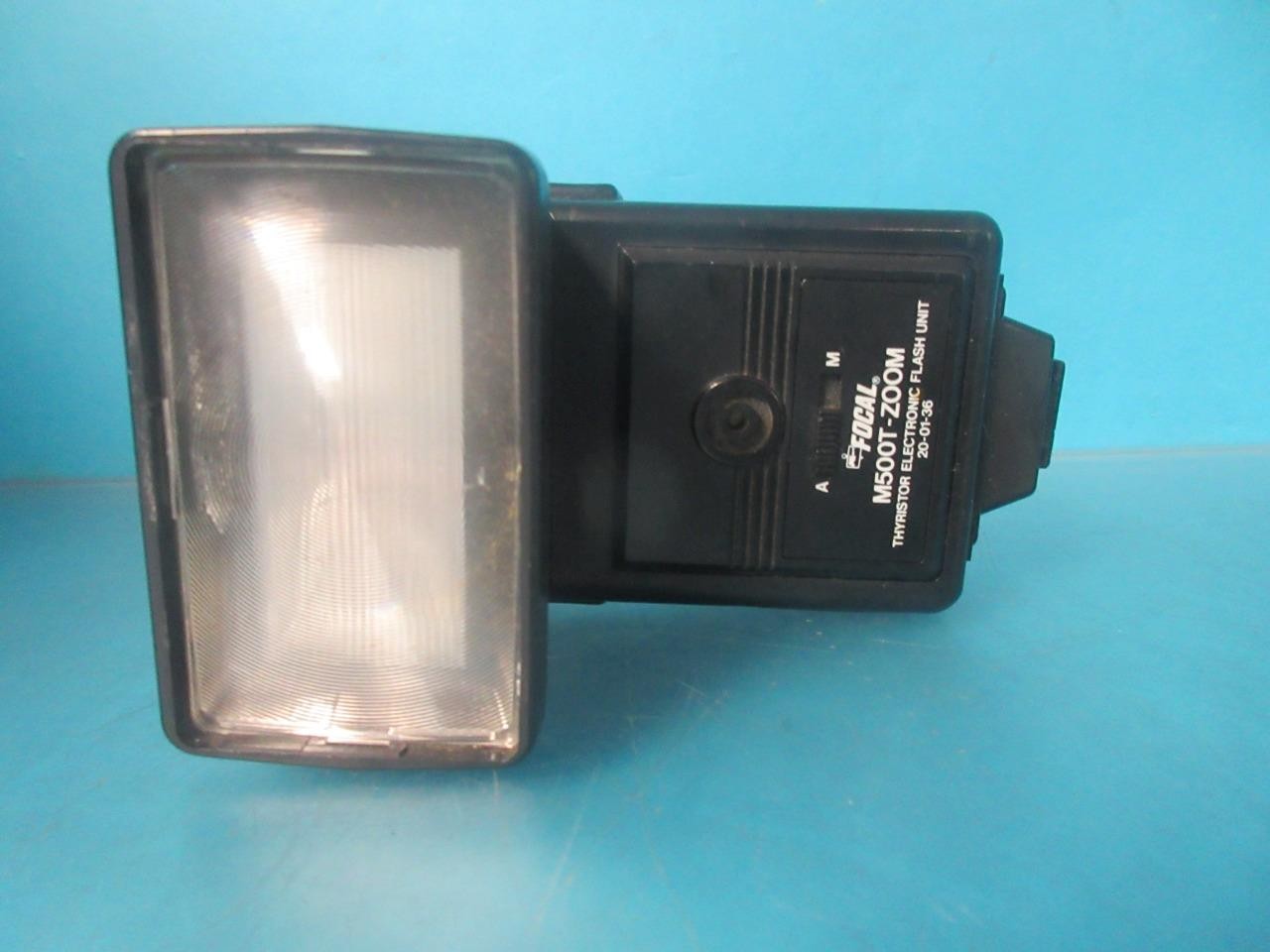 FOCAL M500T-ZOOM TRANSISTOR ELECTRONIC FLASH UNIT W/ DIFFUSER TESTED 20-01-36