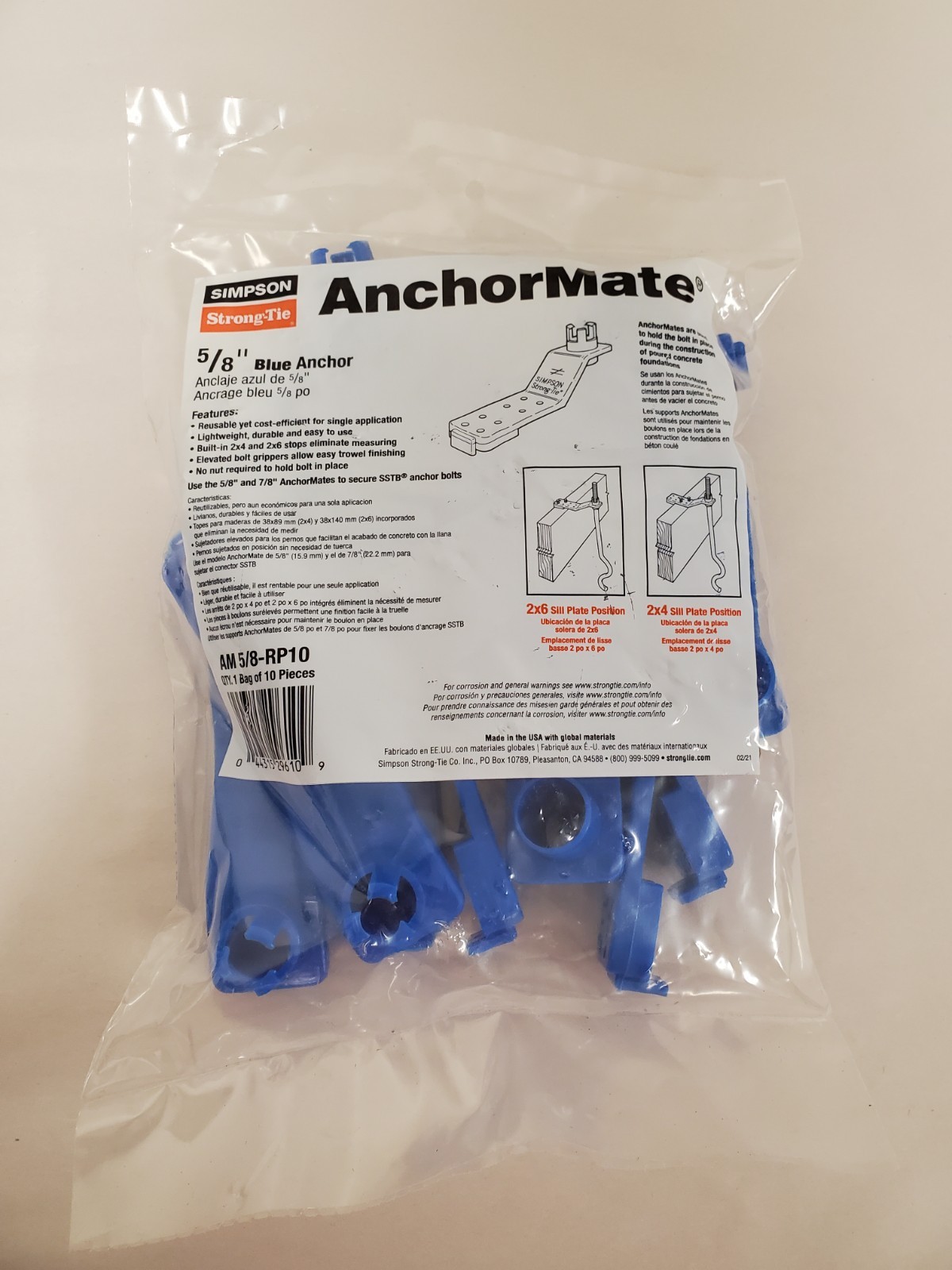 *10-Pack* Simpson Strong-Tie AnchorMate 5/8 in Diameter Anchor Bolt Holder, Blue