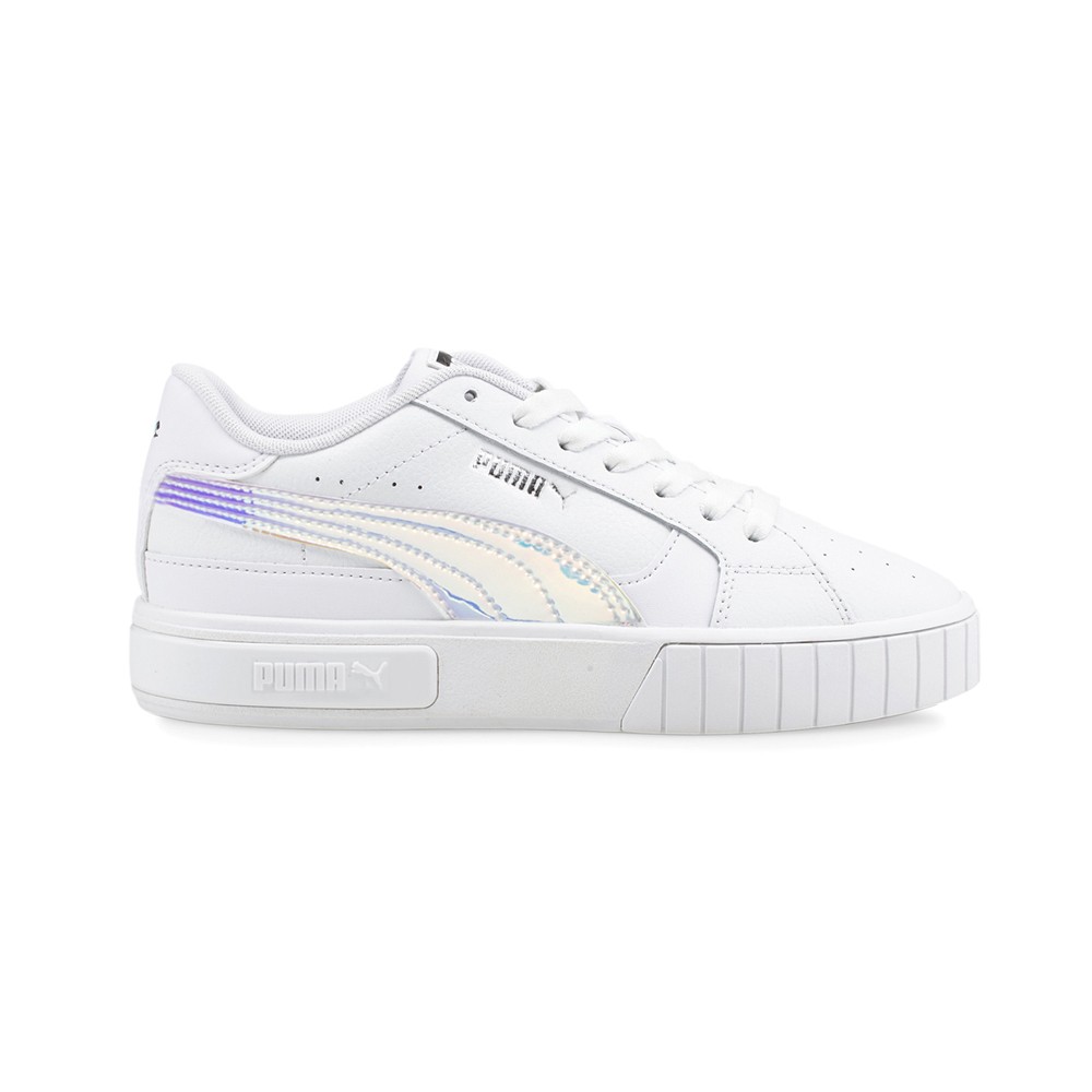 PUMA Cali Star Iris Metallic Lace Up  Youth Girls White Sneakers Casual Shoes 38