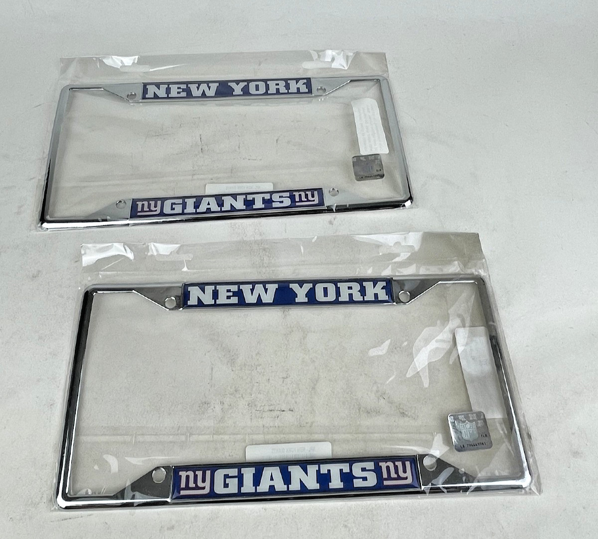2 New NFL New York Giants Car Truck SUV Chrome Metal License Plate Frame Cover