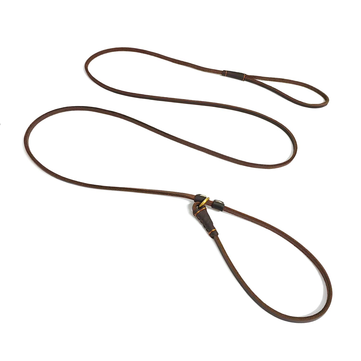 LWBMG Real Leather Slip Lead Dog Leash Thin Lightweight Adjustable Dog Train