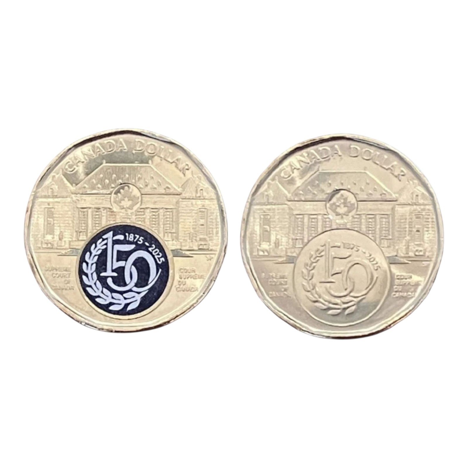 Canada 2025 150th Supreme Court BU UNC Coloured & Plain Loonie Set!!