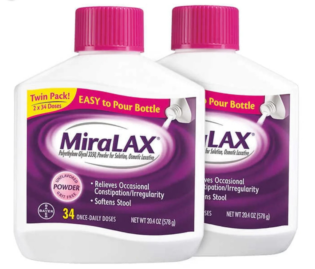 Mira LAX Powder Laxative, 68 ( 2 x 34) twin pack Doses, EXP 07/27