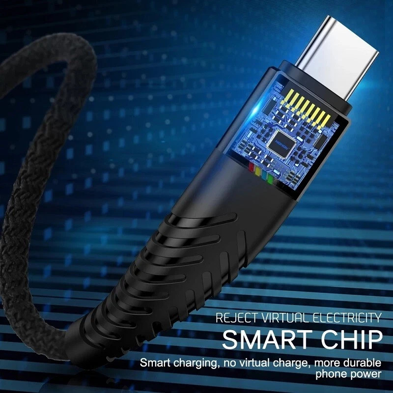 1PCS black Braided 2M USB Type-C USB-C to USB-A Fast Charge Cable Charging Cord