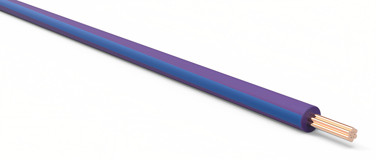 TXL Automotive Wire 20 AWG PURPLE w/ BLUE Stripe Bulk 25 ft Primary Copper