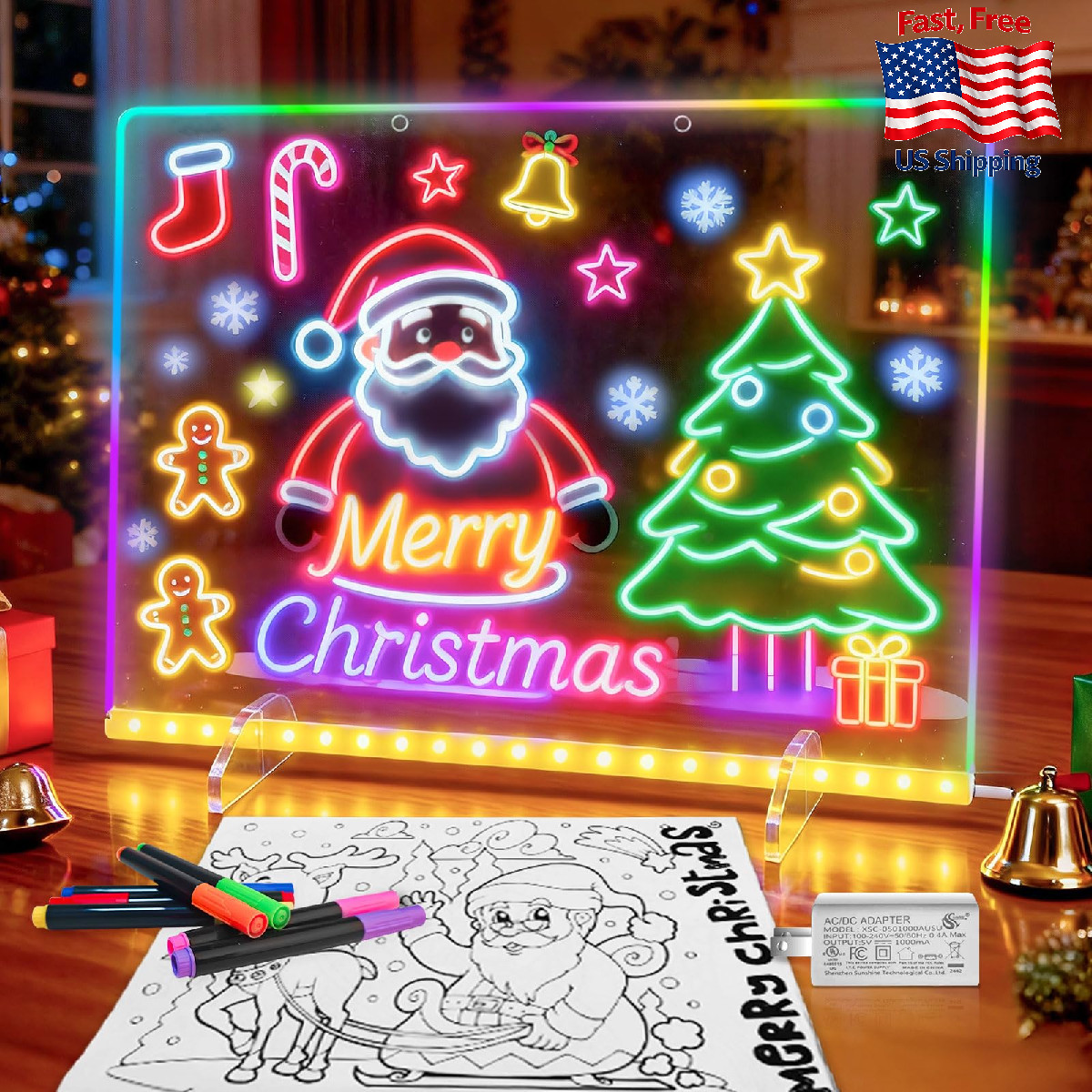 Lumiboard LED Drawing Board, 13"x10" Dry Erase, 8 Colors, 13 Light Effects, Pen