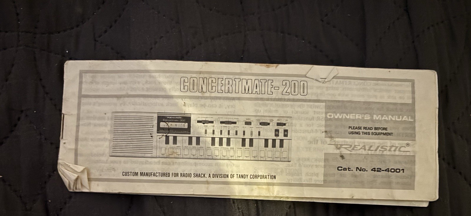 Realistic Concertmate 200 Keyboard Synthesizer Complete With Case & Instructions