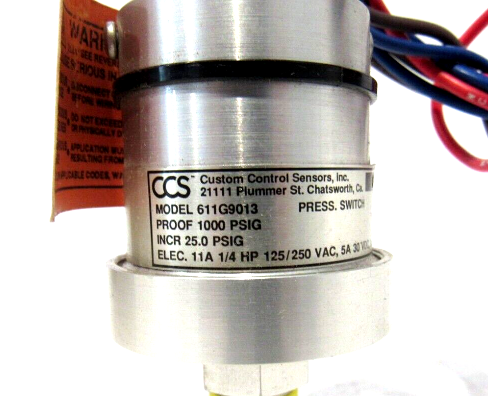 NEW CUSTOM CONTROL SENSORS 611G9013 PRESSURE SWITCH