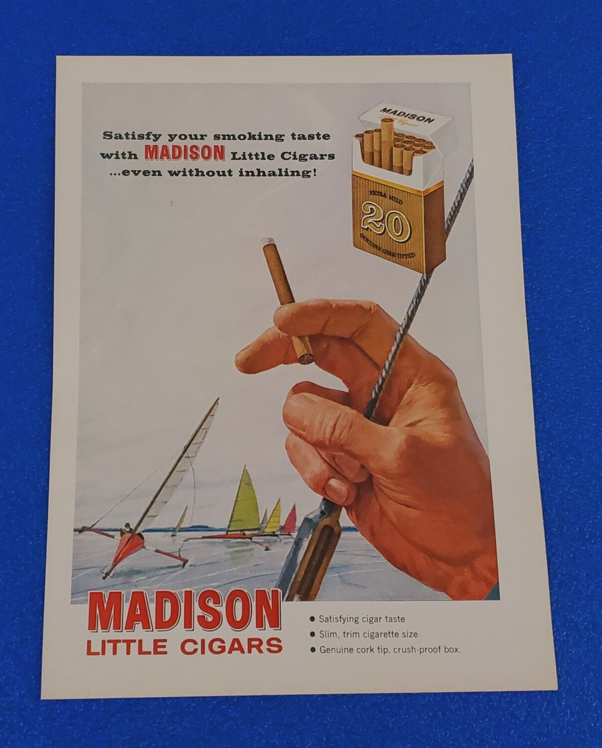 1966 MADISON LITTLE CIGARS ORIGINAL COLOR PRINT AD FREE SHIPPING LOT S21