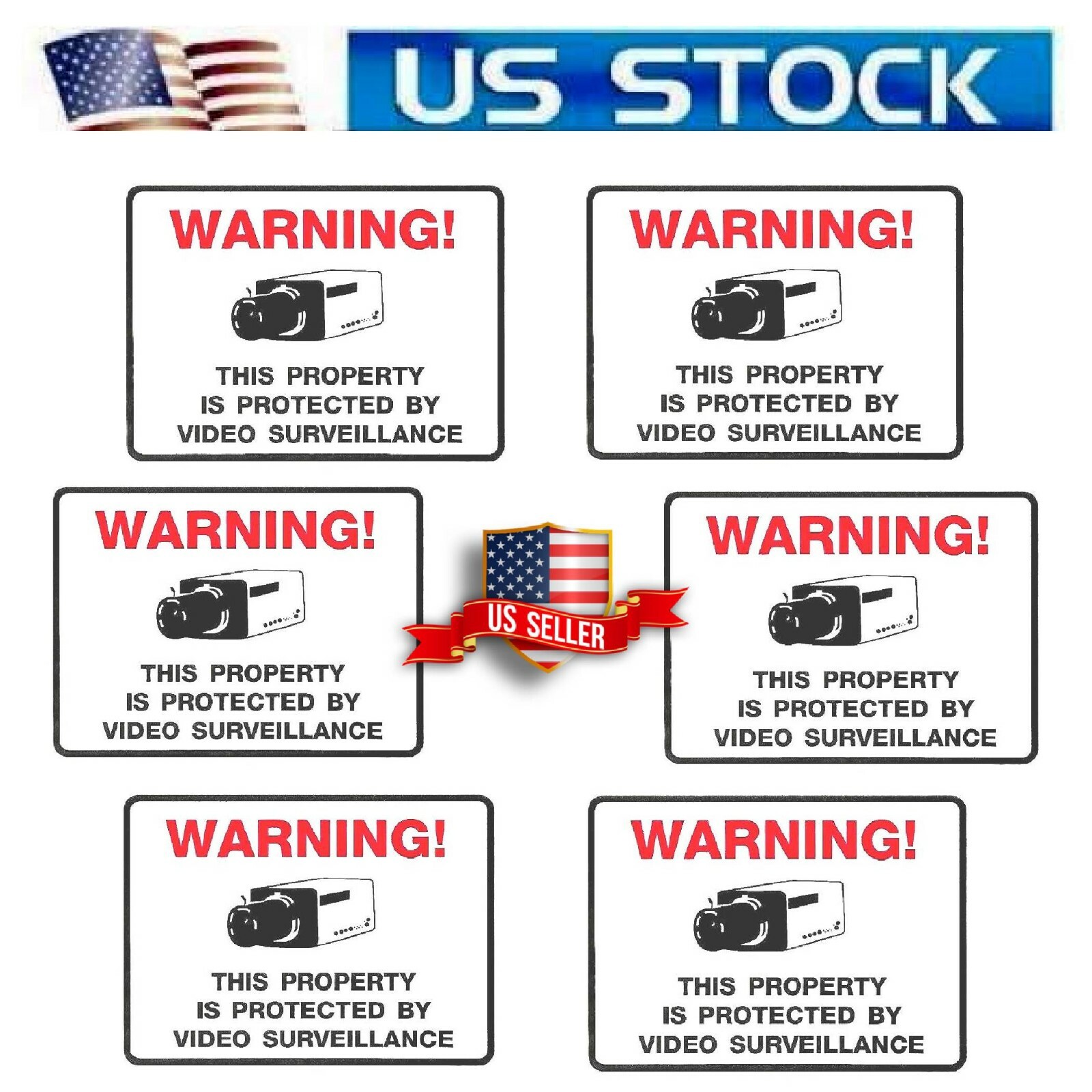HOME STORE SECURITY STICKERS SURVEILLANCE CAMERA SYSTEM IN USE WINDOW DECAL LOT