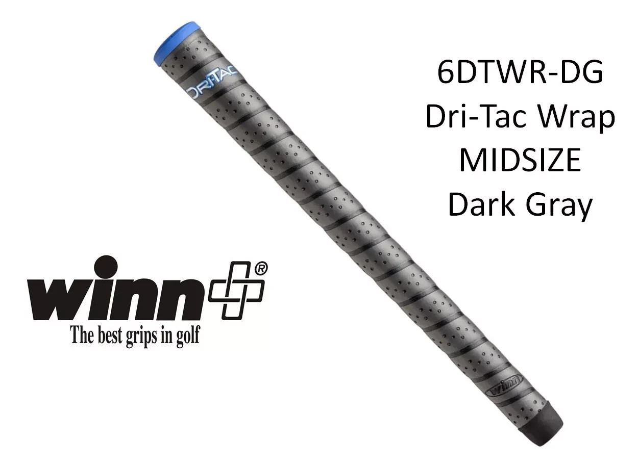 Winn Dri-tac Wrap Midsize Golf Grips - Dark Gray 6DTWR-DG