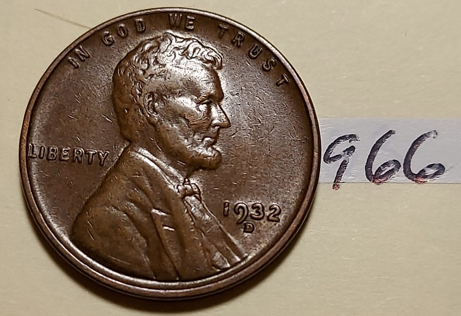 1932-D Lincoln Wheat Cent    VRY FINE   #966