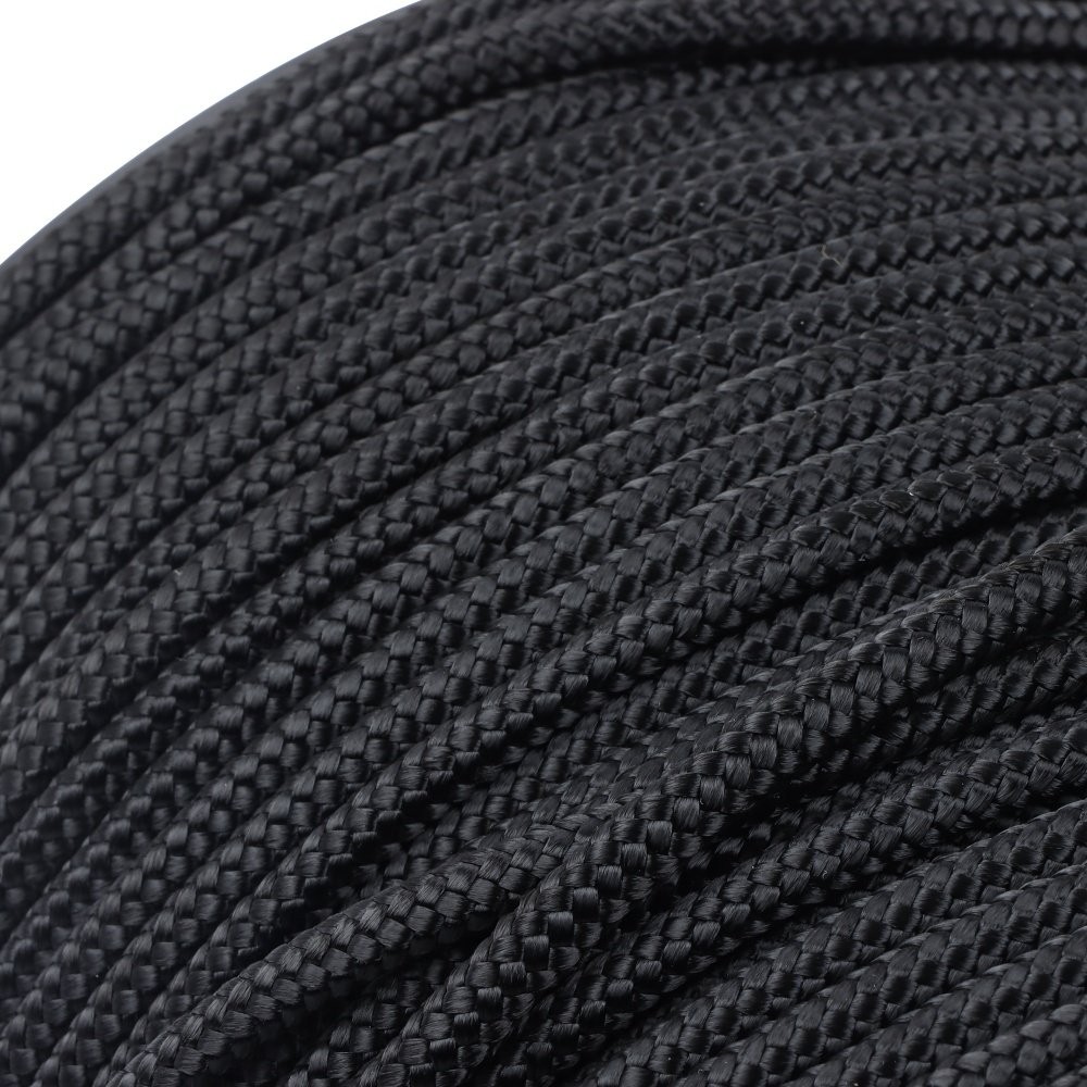 Black Nylon Solid Braid Rope Abrasion Resistance Low Stretch Dyeable Industrial