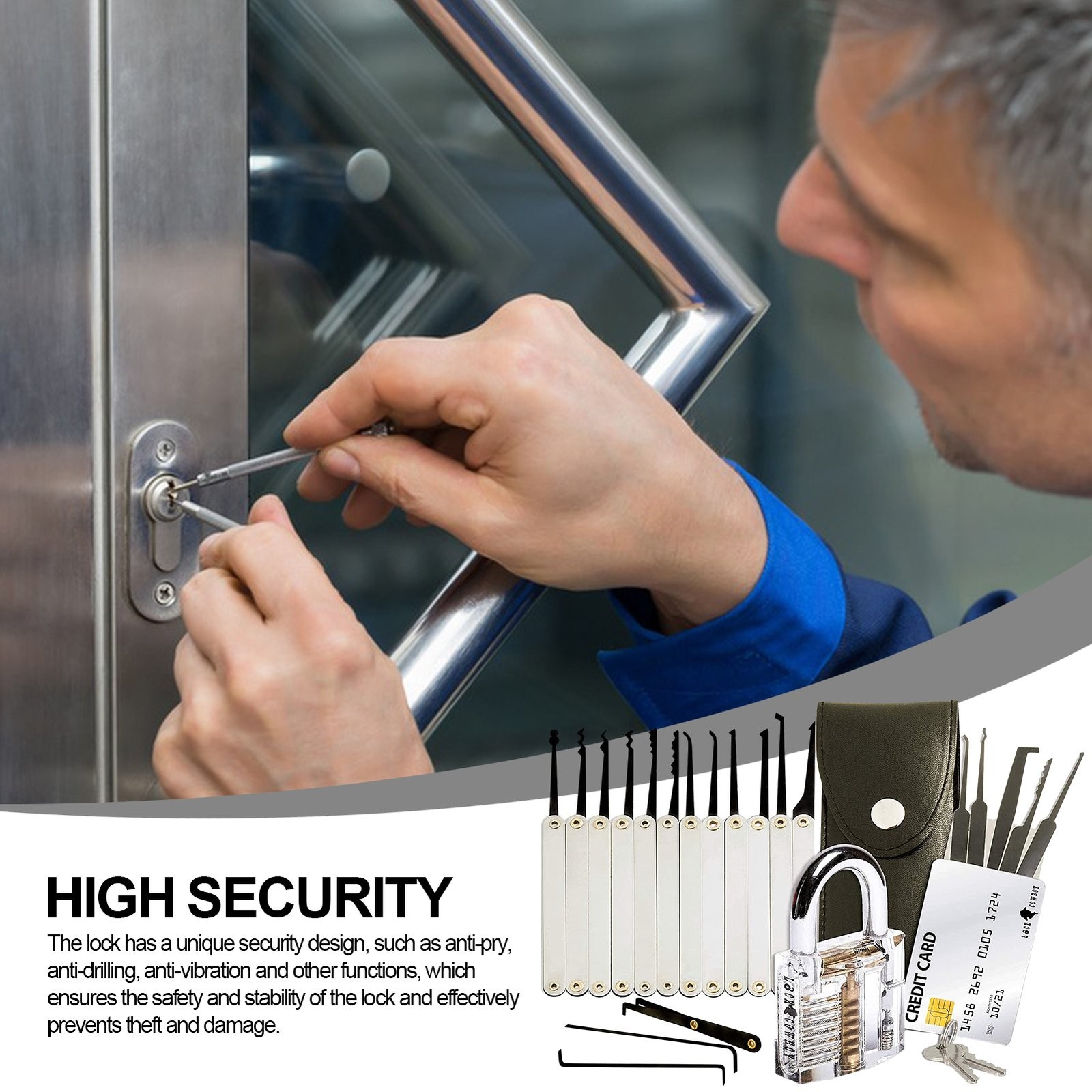Stainless-Steel-ABS-15in1-Multi-functional-Key-Pick-Tool-Set-Transparent-Design