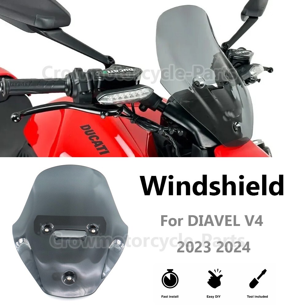For Ducati Diavel V4 2023 2024 2025 Windshield Windscreen Wind Deflector
