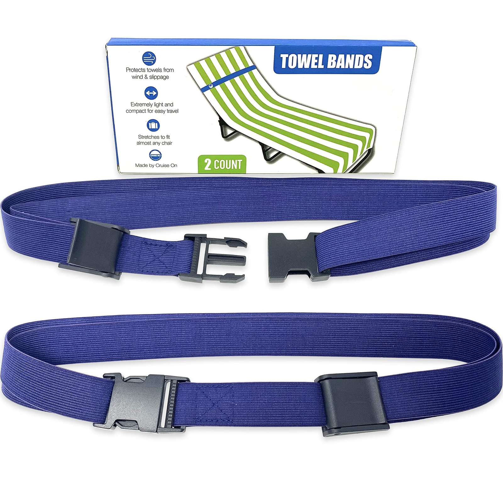 Extendable Towel Bands for Cruise Chairs 2 Pack - The Towel Clips for Chairs ...