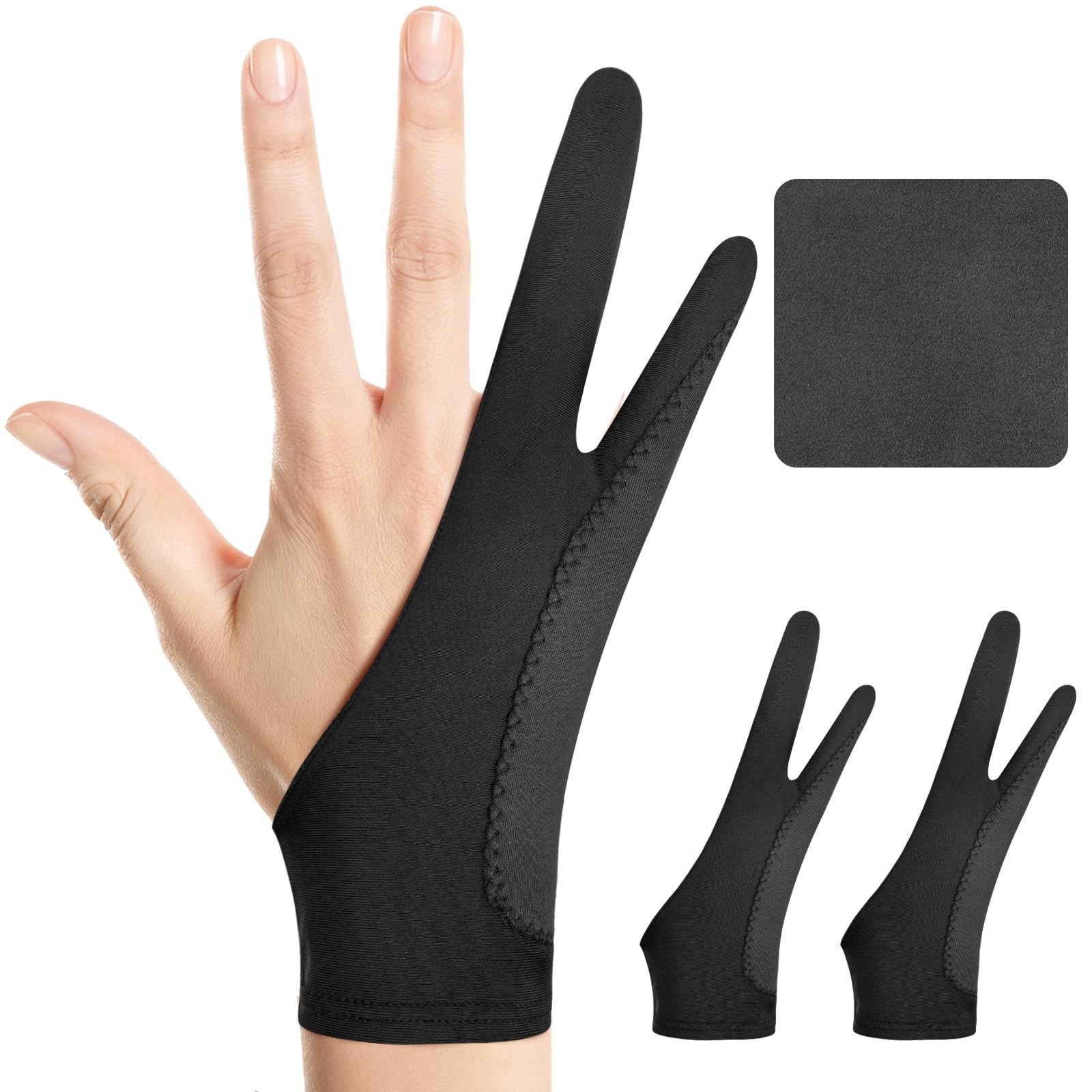 Digital Drawing Glove: 3-Layer Palm Rejection, Medium, Midnight Ink(2 Pack)