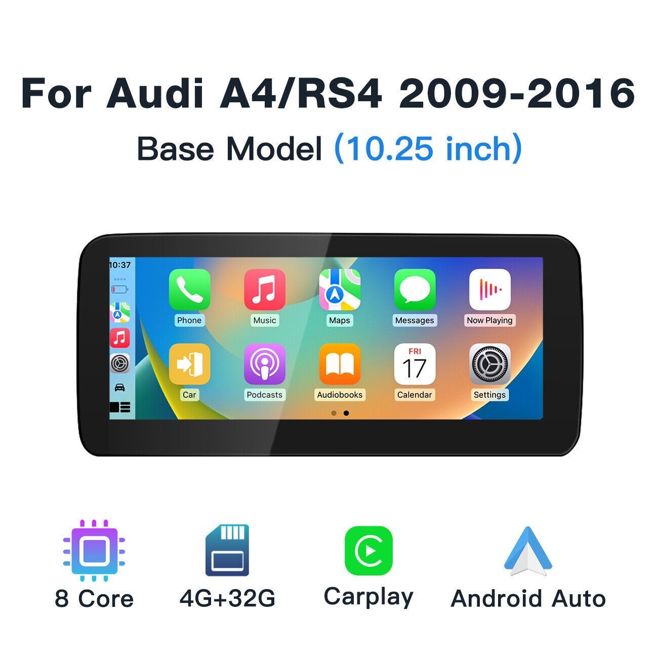 10.25" Android Carplay Car Stereo Radio WiFi For Audi A4 A5 B8 S4 S5 2009-2016