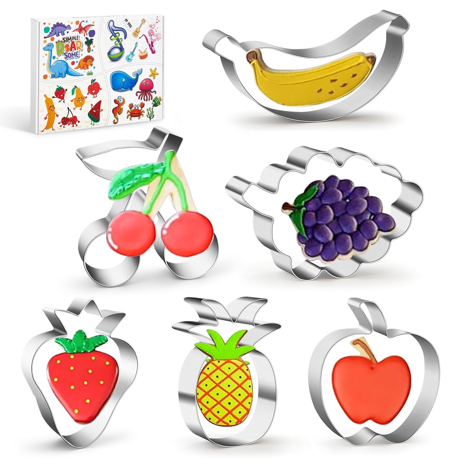 WGPG Fruit Shape Cookie Cutters - 6PCS Large Stainless Steel Metal Fruit Shap...