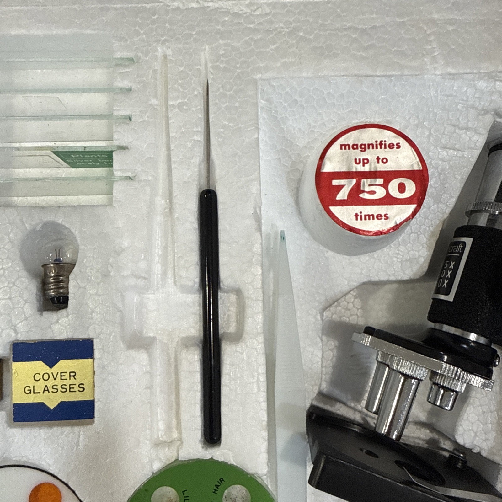 Vintage 1976 Opticraft 3 Turret Microscope And Laboratory Set