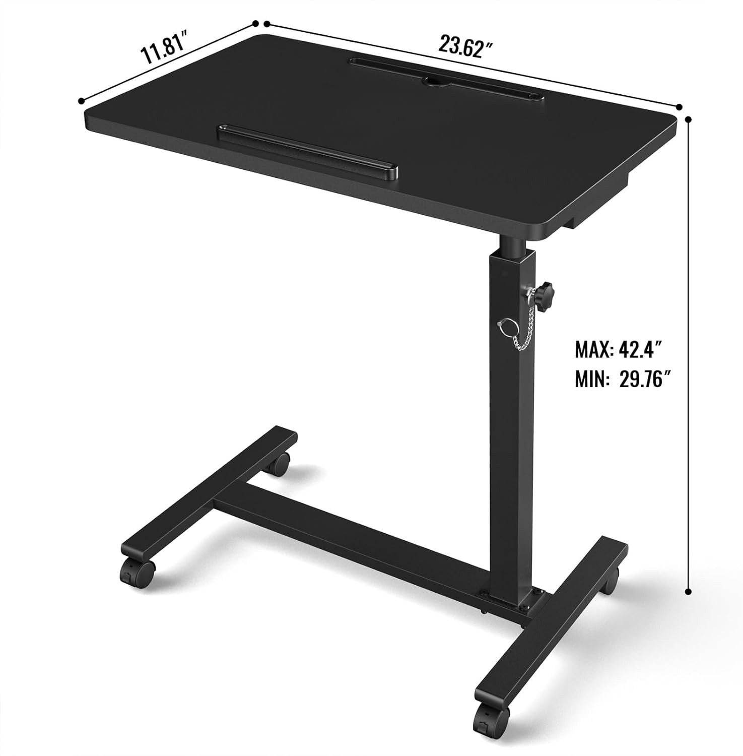 Adjustable Overbed Bedside Table Hospital Bed Table W/ Wheels Portable Rolling