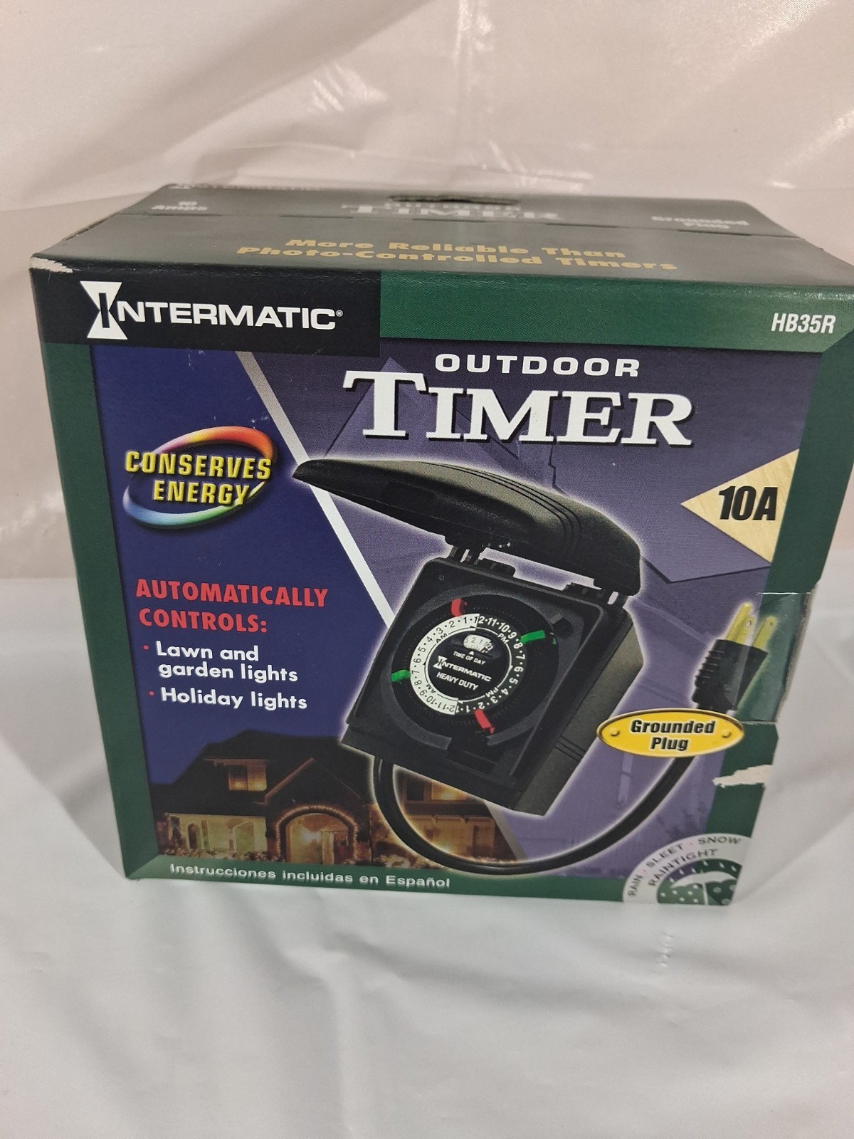Intermatic HB36R Outdoor Timer Grounded Plug For Lawn Holiday Lights