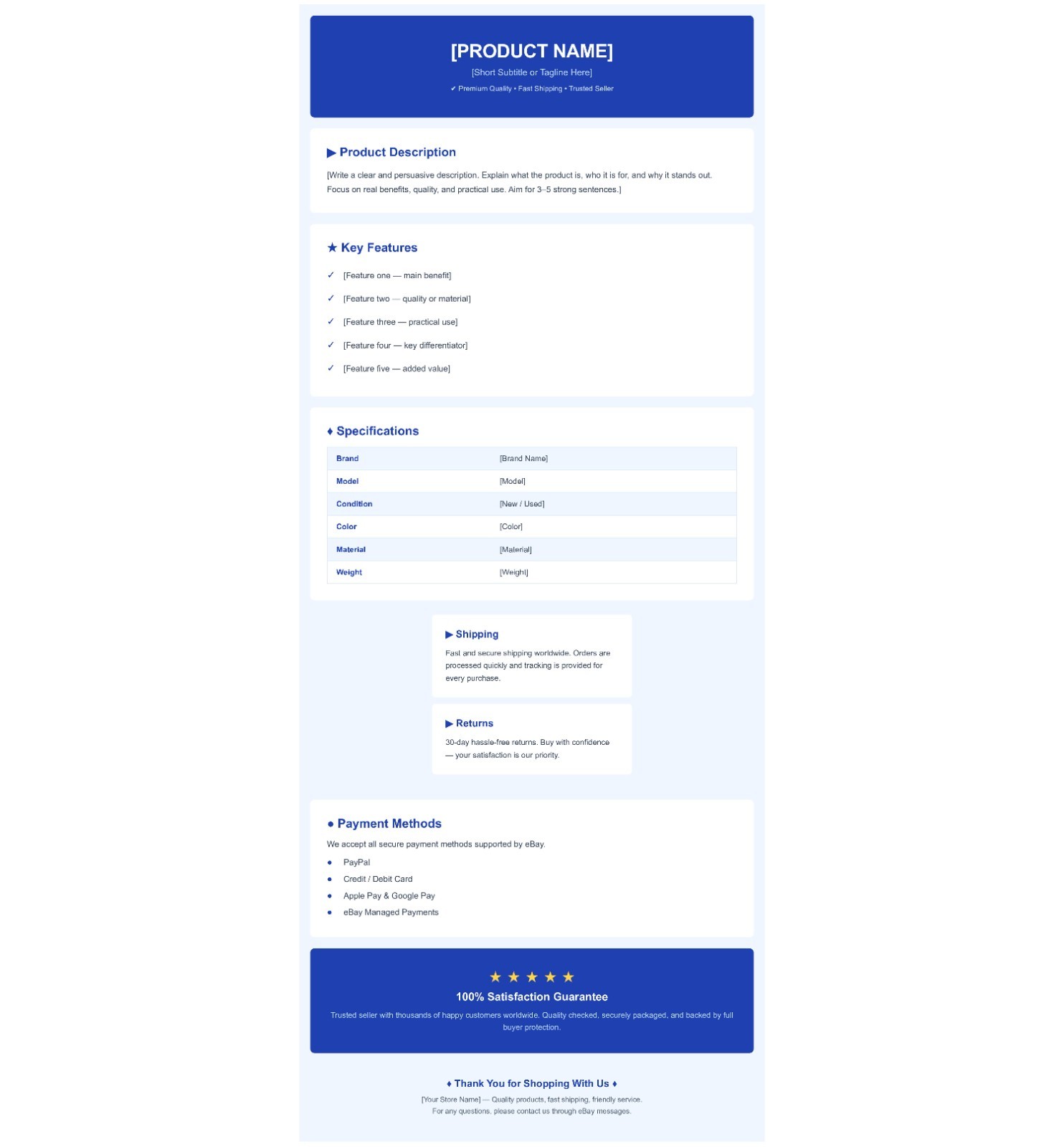 eBay Listing Template | Boost Sales | High Conversion Design | #01