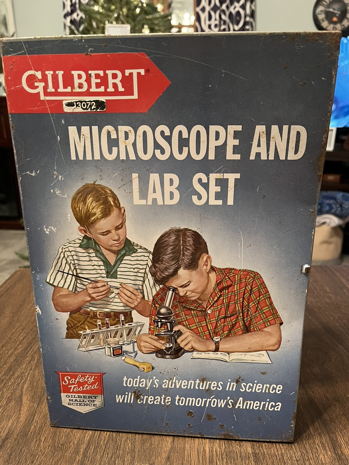 EMPTY Gilbert 13031 Microscope Lab Set Metal Case Box Hall of Science Man Cave