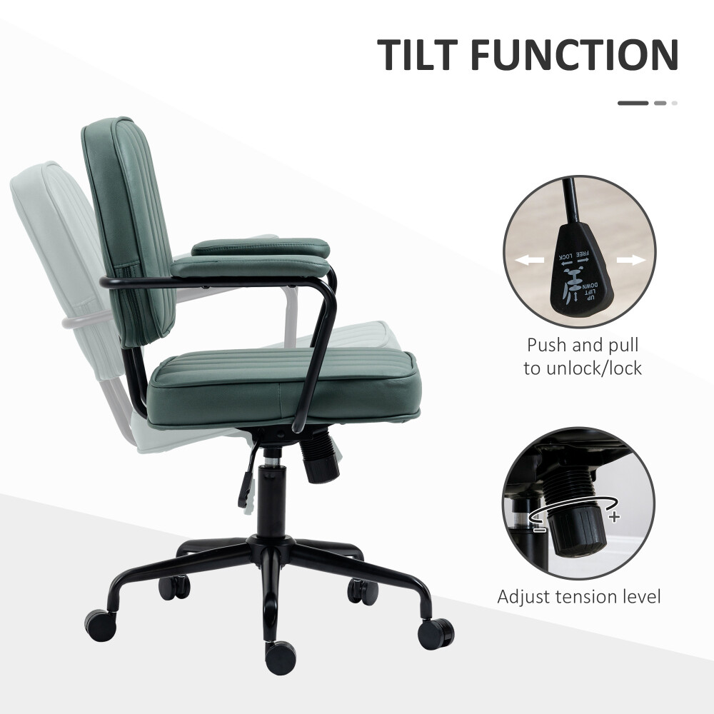 Home Office Chair with Adjustable Height and Tilt and Back Support Green