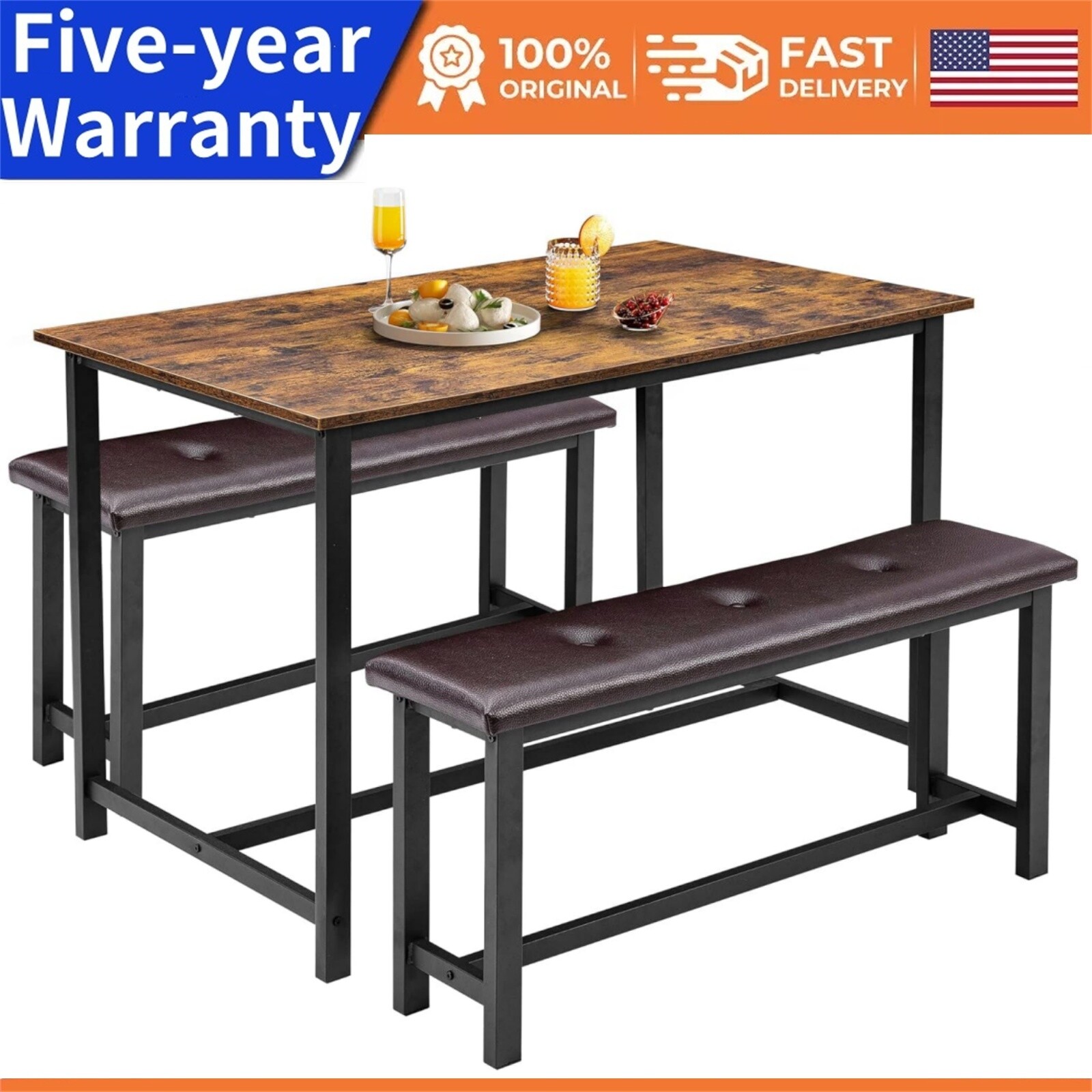 ✅Dining Table Set Rustic Brown 3 Piece Kitchen Table Set Dining Room Table
