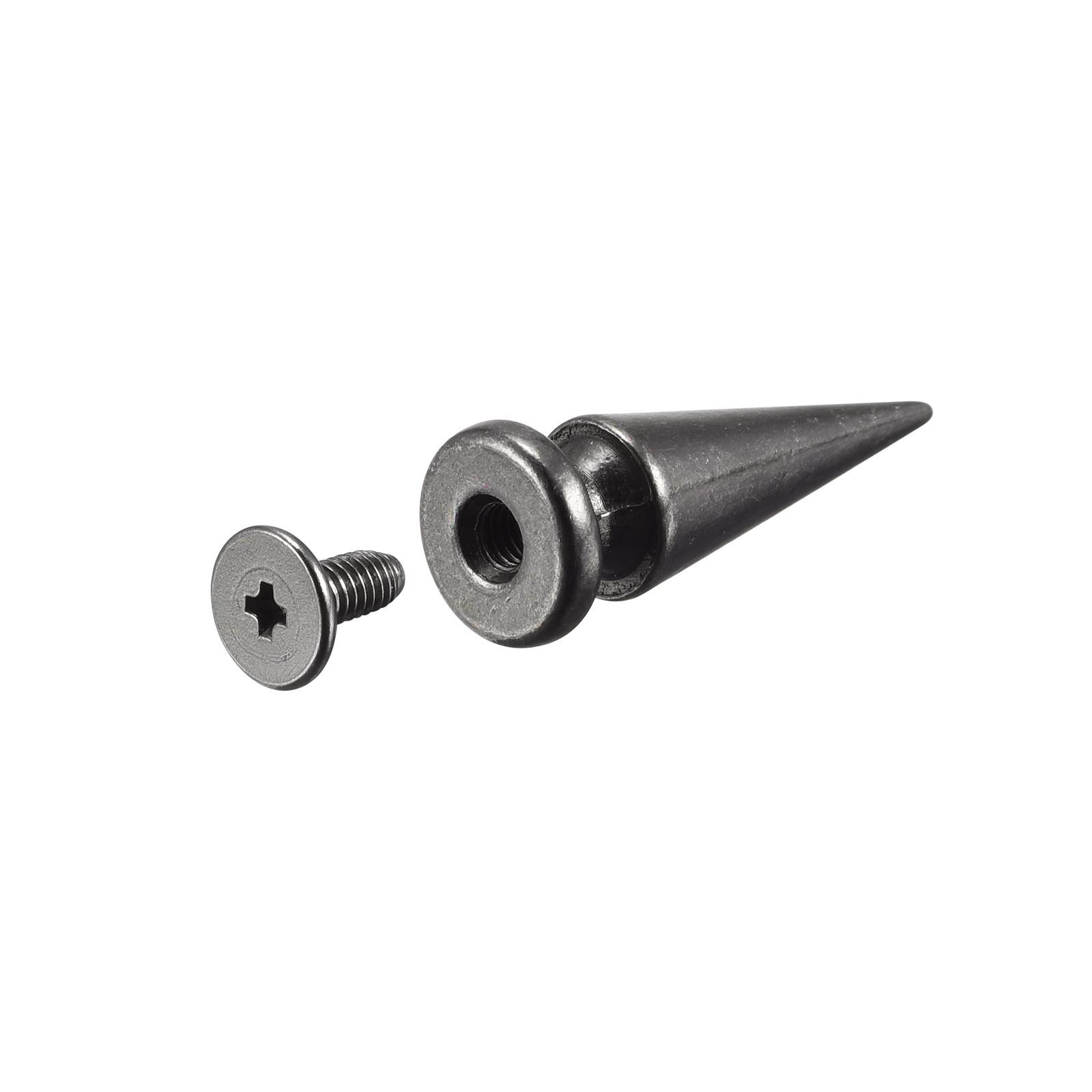 10x26mm Screw Back Rivets, 30 Sets Solid Leather Studs for DIY Black