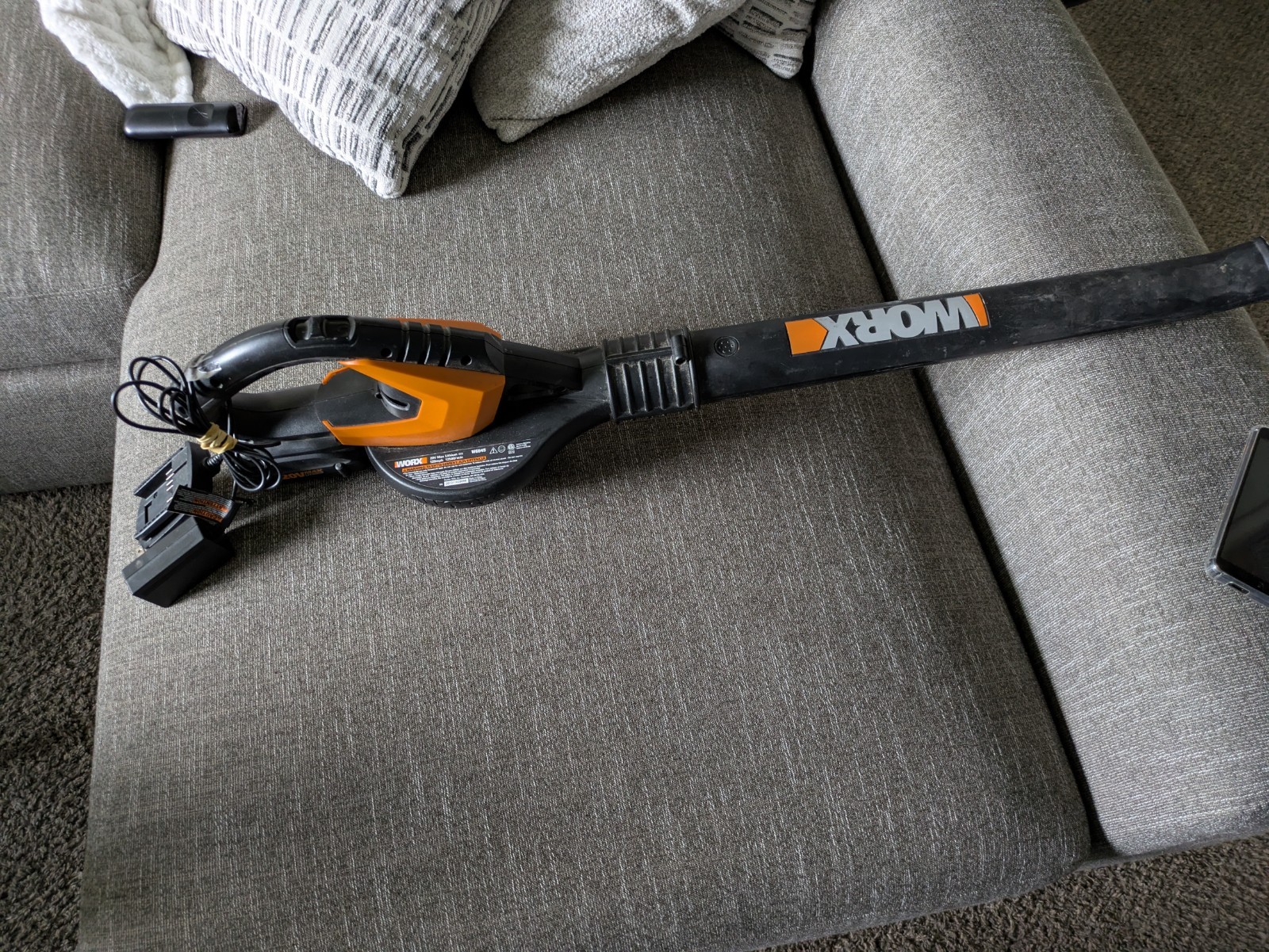 WORX 20V Handheld Leaf Blower Battery Powered Black Orange Plastic