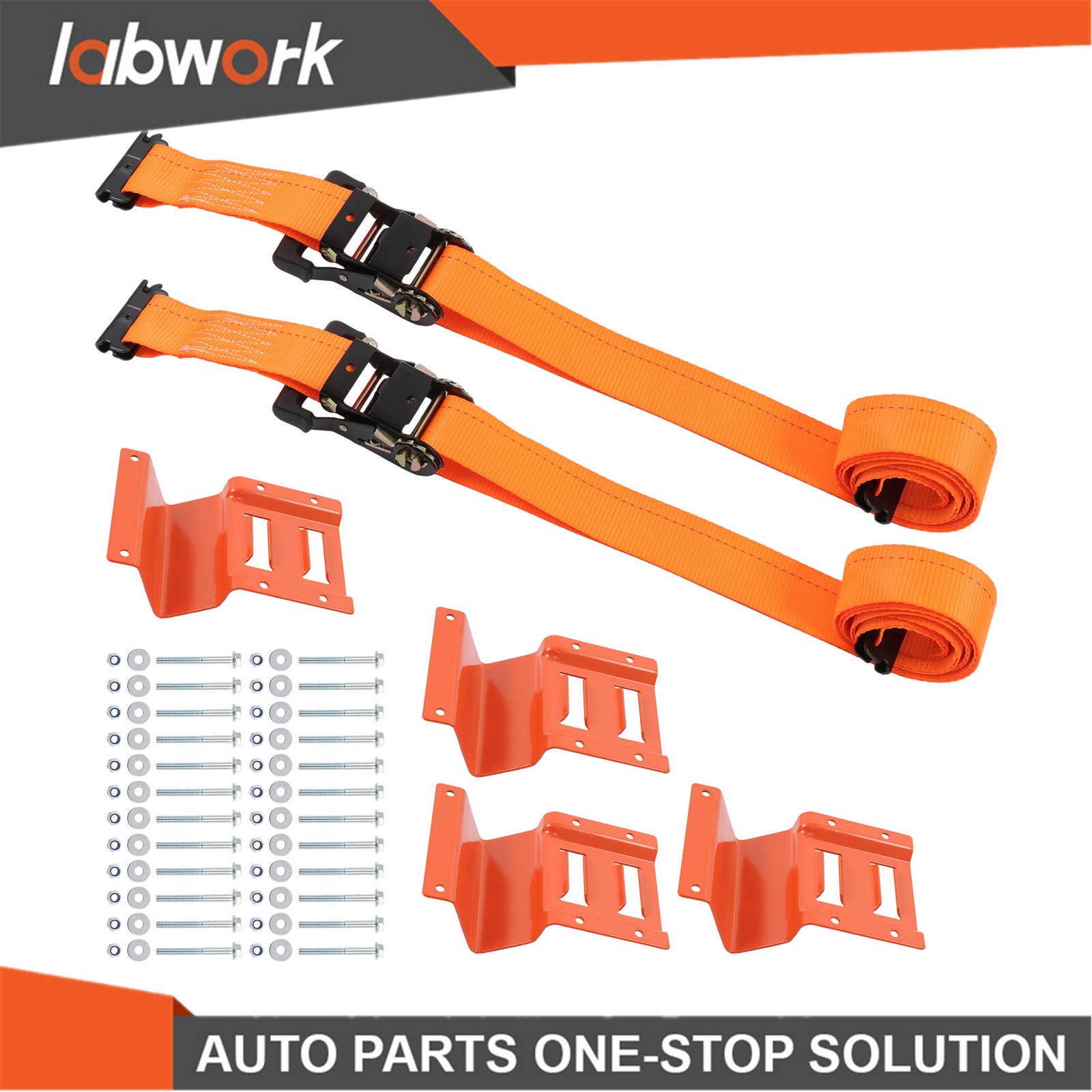 Labwork Wheel Chock Tie Down Kit 2” Heavy Duty E Track Trailer Tire Straps