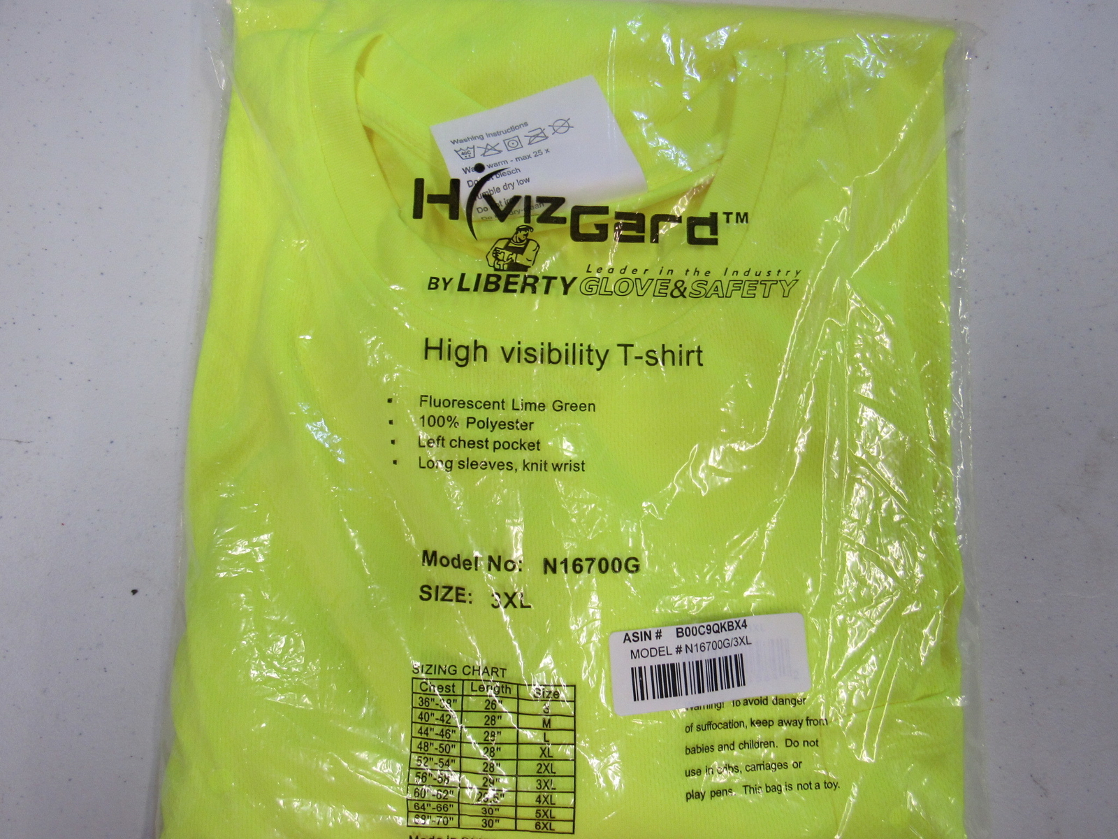 Liberty HiVizGard Polyester Lightweight Mesh Fabric Long Sleeve T-Shirt, 3X-Lg