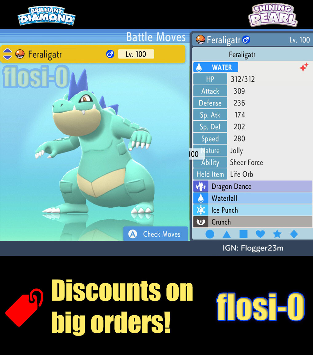 6IV Shiny Feraligatr Pokemon Brilliant Diamond and Shining Pearl