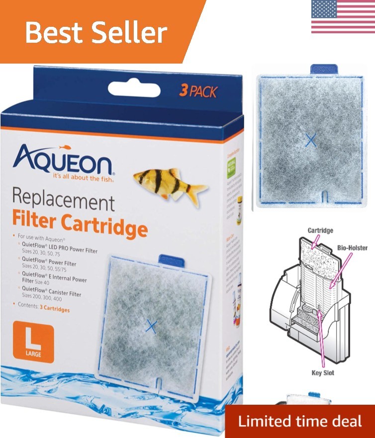 Genuine Aquarium Fish Tank Replacement Filter Cartridges Large - 3 pack