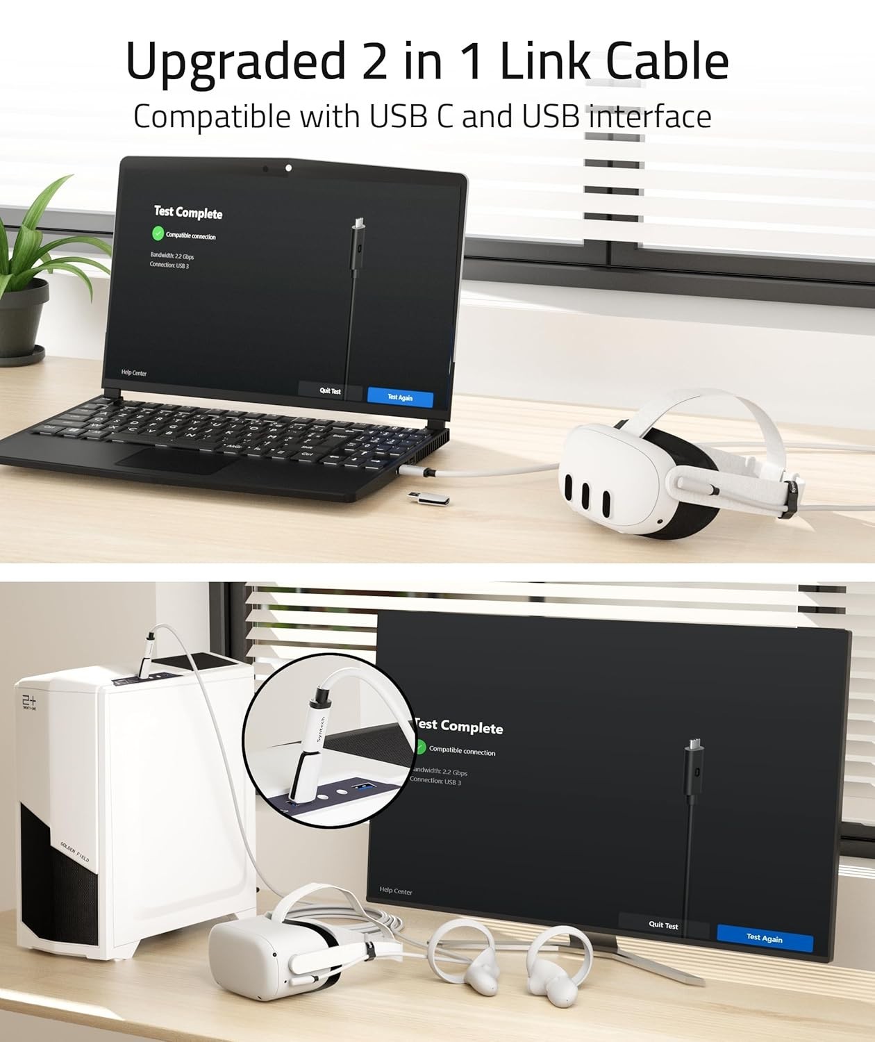 VR Link Cable 20FT for Oculus/Meta Quest - USB 3.0 Adapter