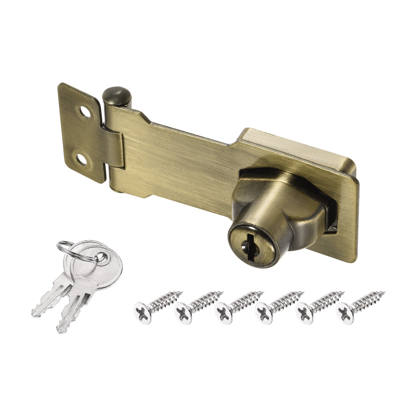 3Inch Keyed Hasp Locks Twist Knob Locking Keyed Different, Bronze