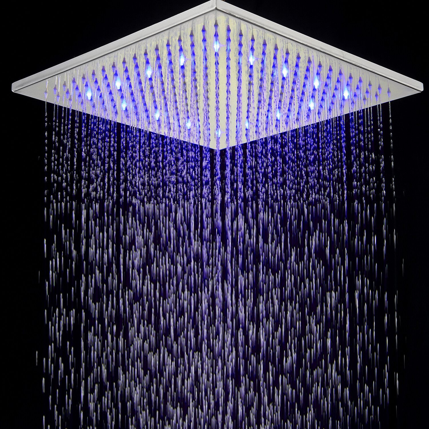 8"10"12"16" LED Shower Head Rainfall Square Brushed Nickel Top Sprayer