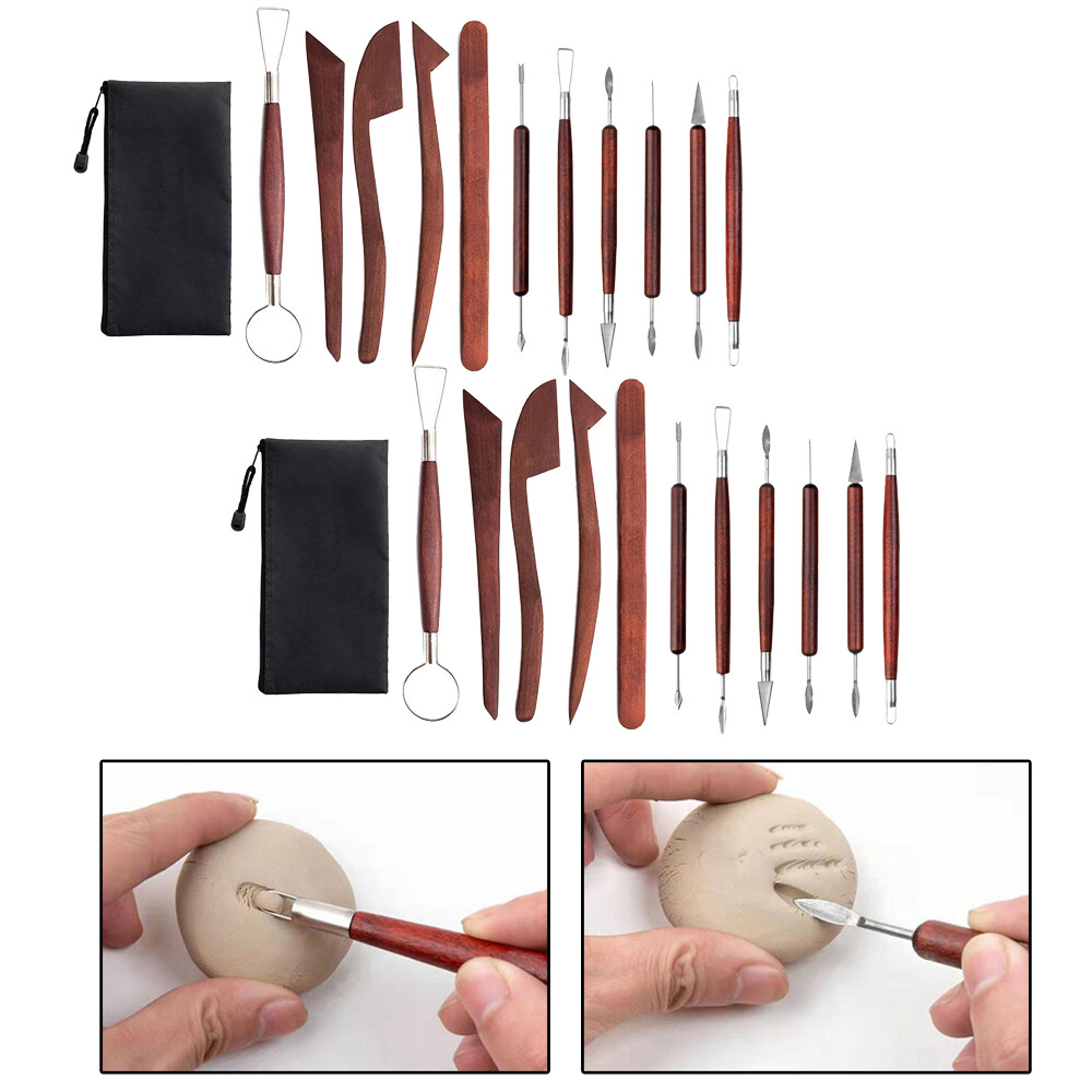 Clay Sculpting Tools Trimming Pottery Carving Tool Set for Beginners 24pcs