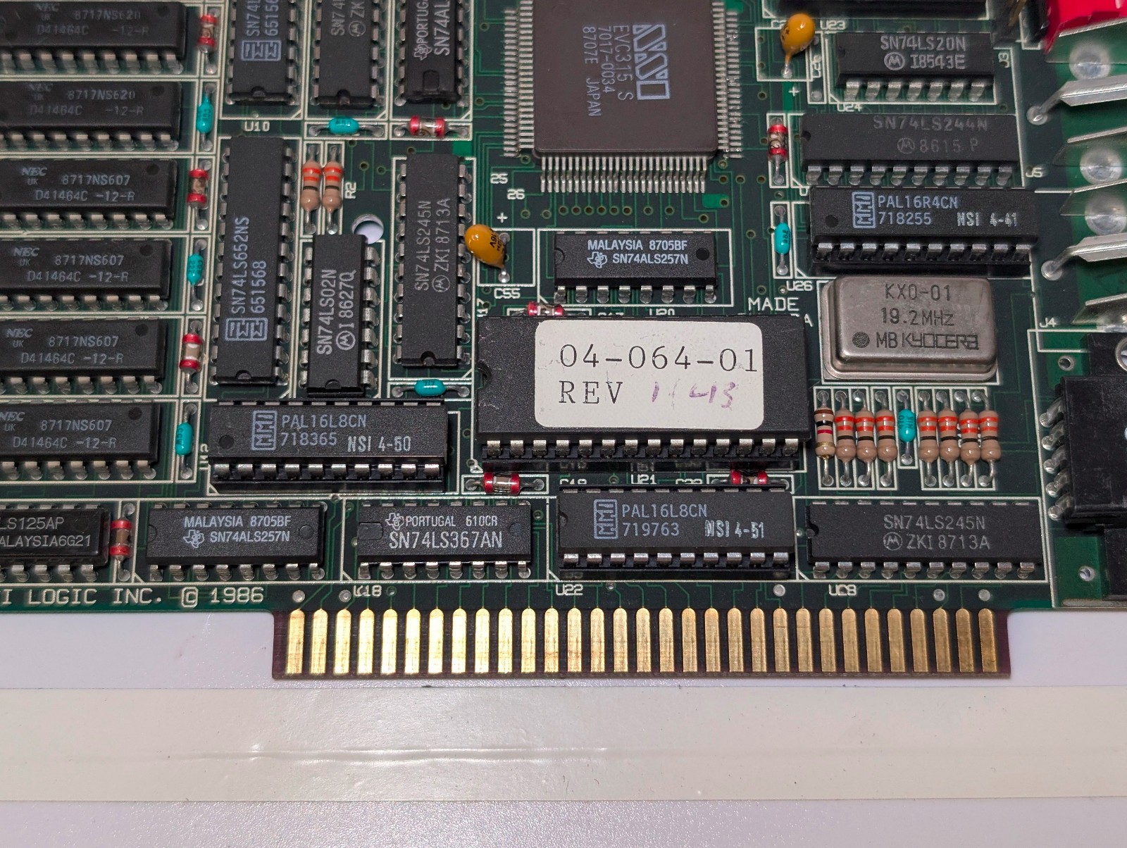 NSI Logic EVC-315S EGA card; 256 KB; ISA 8-bit; untested