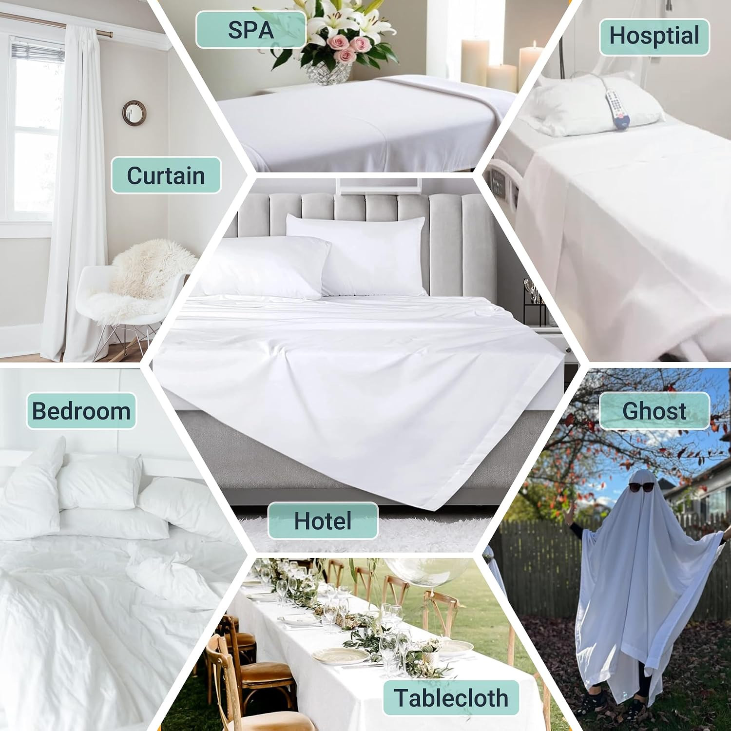 ZPECC White Bulk Flat Sheets Only Full Size 6 Pack, Easy Sort Top Bed Sheet by C