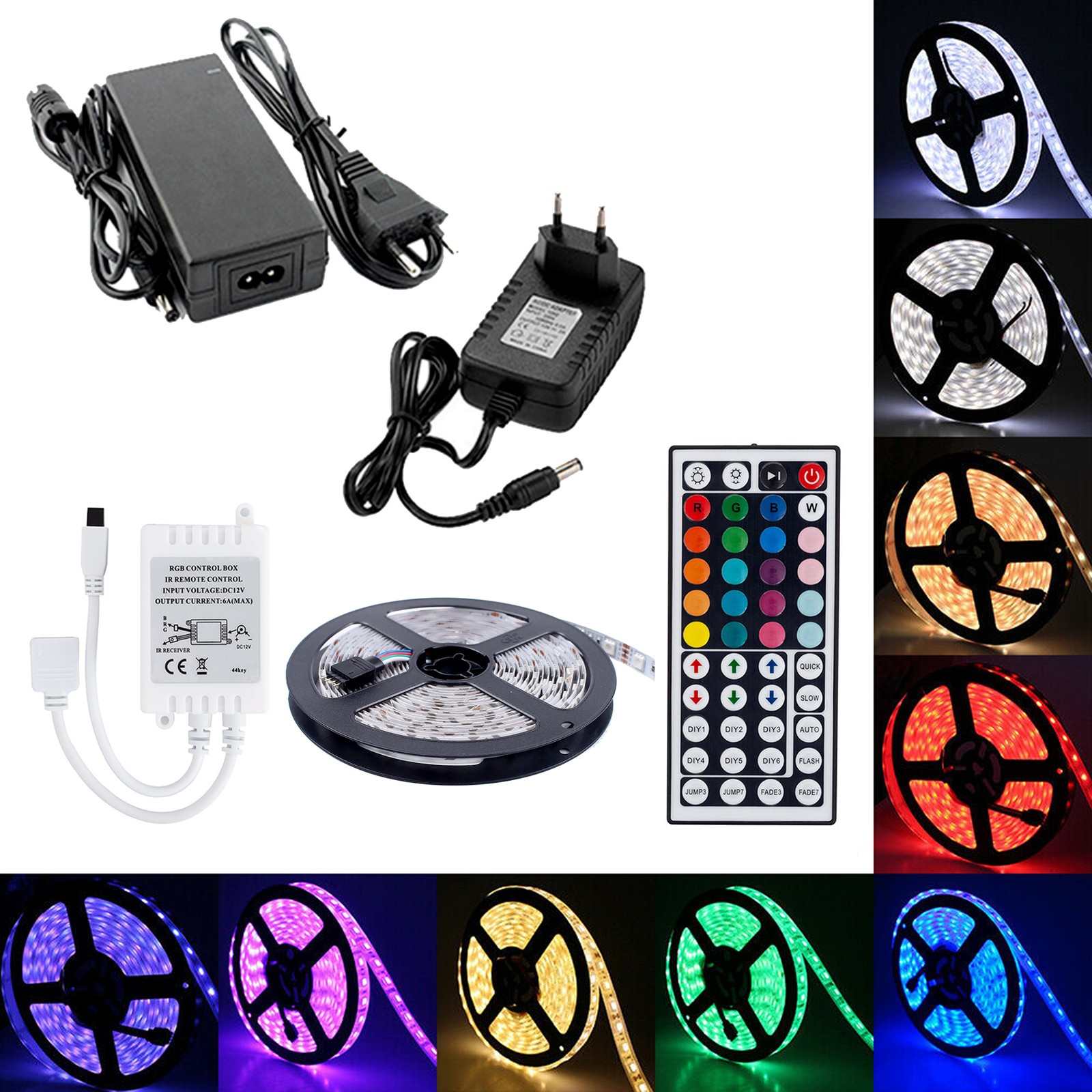 Led stripe strip light strip remote control power supply 1m-30m Smd 5050 RGB 12V