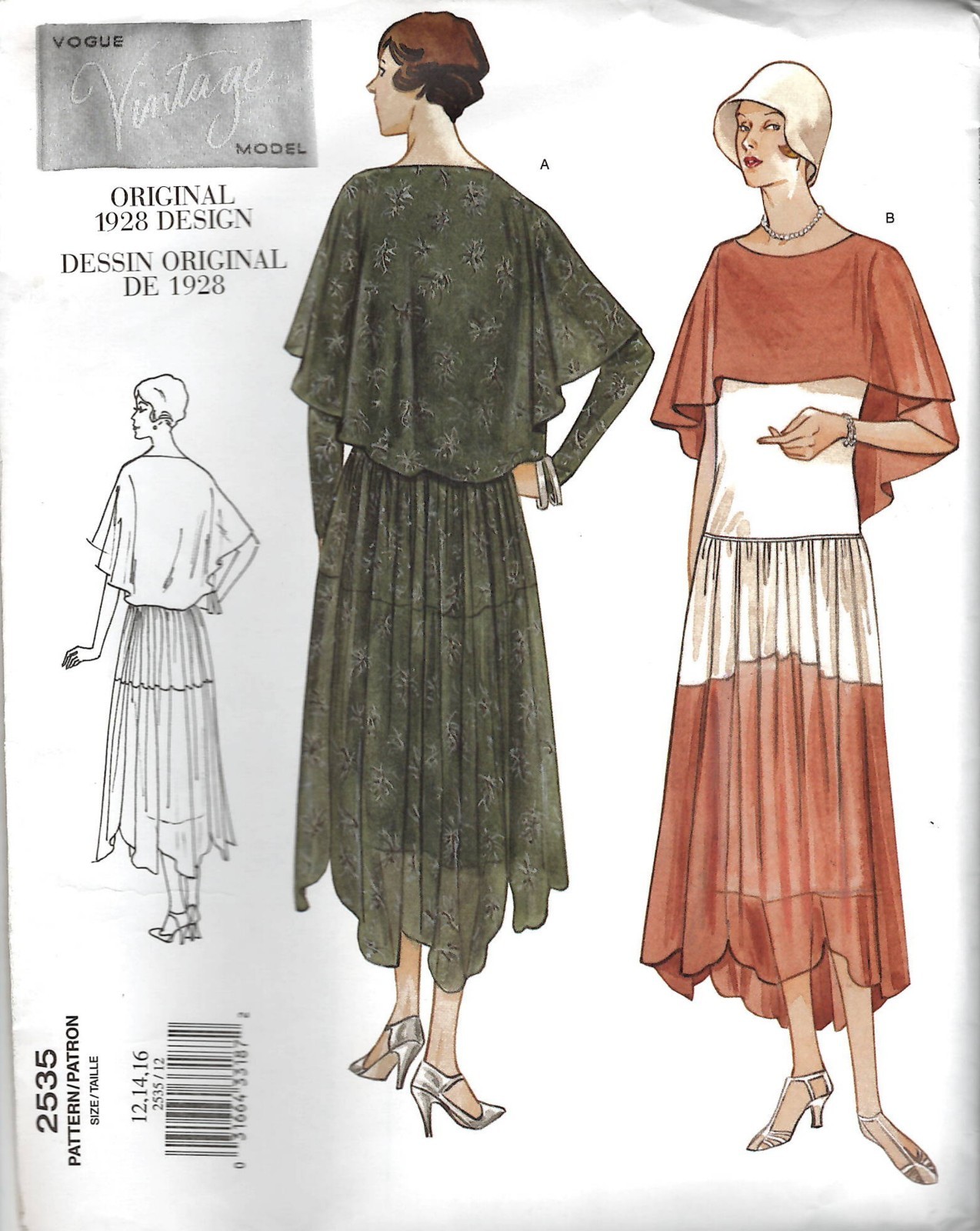 Vogue 2535-Original 1928 Vintage Design Dress-Sewing Pattern