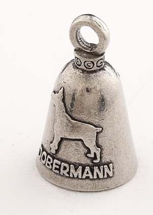 Doberman GUARDIAN BELL w/ 2 Legend Cards Good Luck & Motorcycle