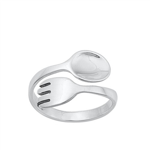 Spoon & Fork Design Adjustable Toe Ring Genuine Sterling Silver 925 Height 12 mm