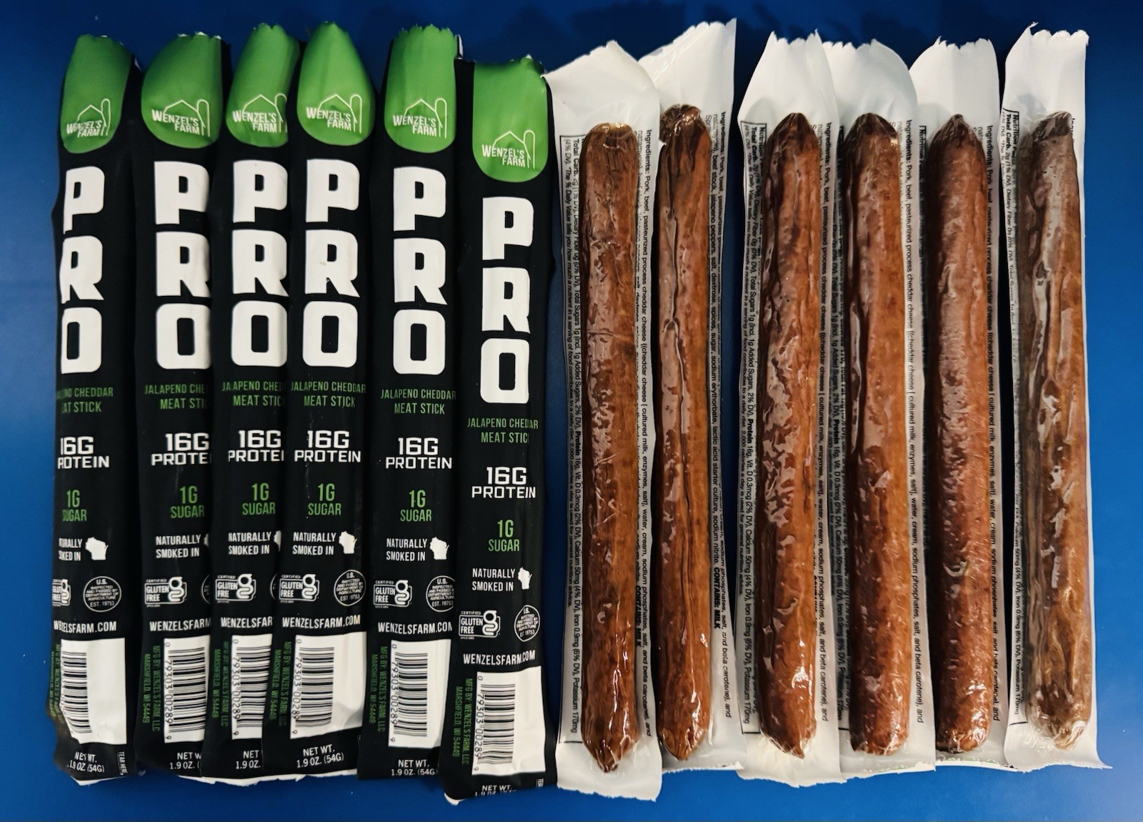 18 Wenzel’s Farm Pro Jalapeño Cheddar Meat Sticks Protein Snacks BB: 08/2026