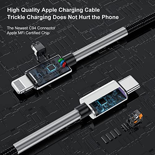 2Pack 10ft iPhone Fast Charger Cable, [Apple MFi 10 Feet Lightning Silver